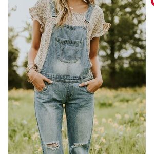 Blank Paige distressed denim overalls